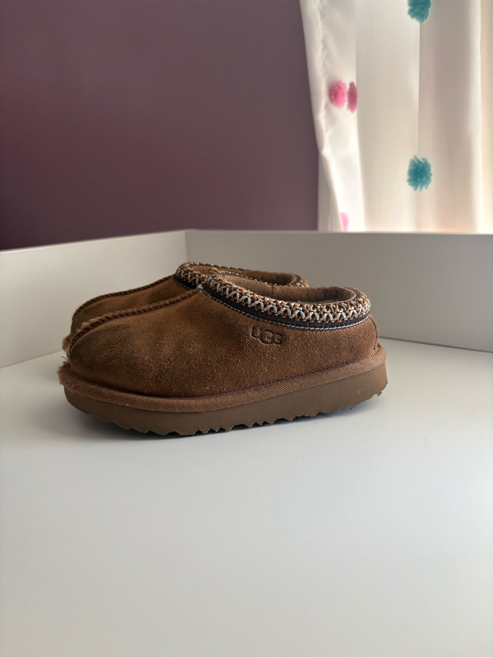 UGG Kids Tasman II Slipper Chestnut Suede Slip On Size 10